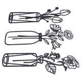 3Pcs Metal Vase Flowers Wall Art Elegant Prevent Rust Easy to Install Iron Flower Wall Art for Indoor Decoration - 45-Degree Angle