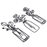 3Pcs Metal Vase Flowers Wall Art Elegant Prevent Rust Easy to Install Iron Flower Wall Art for Indoor Decoration