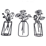 3Pcs Metal Vase Flowers Wall Art Elegant Prevent Rust Easy to Install Iron Flower Wall Art for Indoor Decoration - Close-Up Angle
