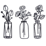 3Pcs Metal Vase Flowers Wall Art Elegant Prevent Rust Easy to Install Iron Flower Wall Art for Indoor Decoration - Extra Image