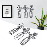 3Pcs Metal Vase Flowers Wall Art Elegant Prevent Rust Easy to Install Iron Flower Wall Art for Indoor Decoration