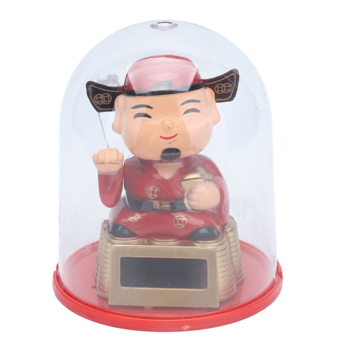 Lucky Ornaments Solar Powered Cute God of Wealth Decoration with Waving Arm for Home Office Car