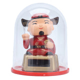 Lucky Ornaments Solar Powered Cute God of Wealth Decoration with Waving Arm for Home Office Car - Top-Down View