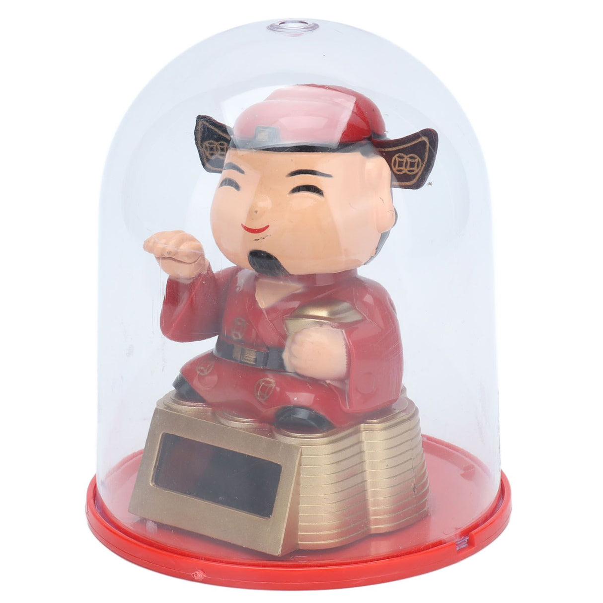 Lucky Ornaments Solar Powered Cute God of Wealth Decoration with Waving Arm for Home Office Car