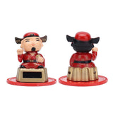 Lucky Ornaments Solar Powered Cute God of Wealth Decoration with Waving Arm for Home Office Car