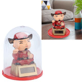 Lucky Ornaments Solar Powered Cute God of Wealth Decoration with Waving Arm for Home Office Car
