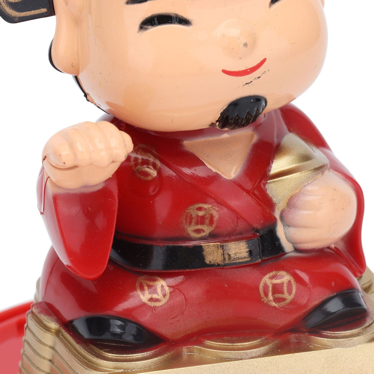 Lucky Ornaments Solar Powered Cute God of Wealth Decoration with Waving Arm for Home Office Car
