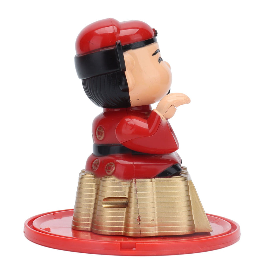 Lucky Ornaments Solar Powered Cute God of Wealth Decoration with Waving Arm for Home Office Car