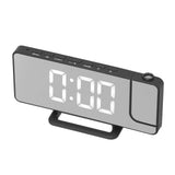 Projection Alarm Clock LED Digital Mirror Alarm Clock Rechargeable 6 Gear Brightness Bedside Clock - Low Angle