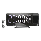 Projection Alarm Clock Mirror Screen USB Charging Snooze 180° Digital Projection Clock with Radio Temp Humidity - Top-Down View