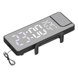 Projection Alarm Clock Mirror Screen USB Charging Snooze 180° Digital Projection Clock with Radio Temp Humidity