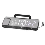 Projection Alarm Clock Mirror Screen USB Charging Snooze 180° Digital Projection Clock with Radio Temp Humidity