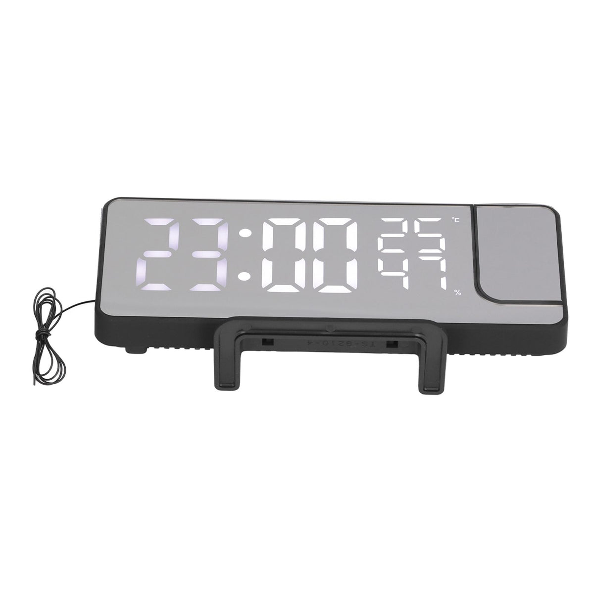 Projection Alarm Clock Mirror Screen USB Charging Snooze 180° Digital Projection Clock with Radio Temp Humidity