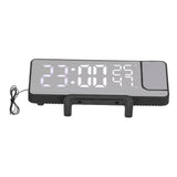 Projection Alarm Clock Mirror Screen USB Charging Snooze 180° Digital Projection Clock with Radio Temp Humidity