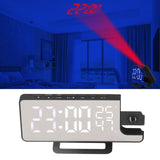 Projection Alarm Clock Mirror Screen USB Charging Snooze 180° Digital Projection Clock with Radio Temp Humidity - Extra Image