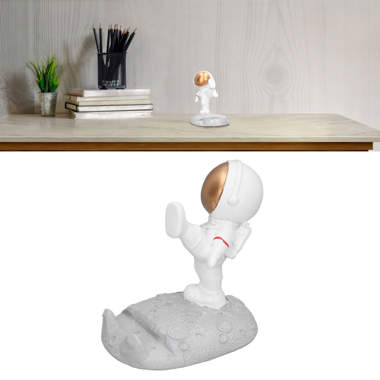 Mobile Phone Holder Astronaut Shape Exquisite Beautiful Environmentally Friendly Bracket OrnamentGolden Astronaut Kick