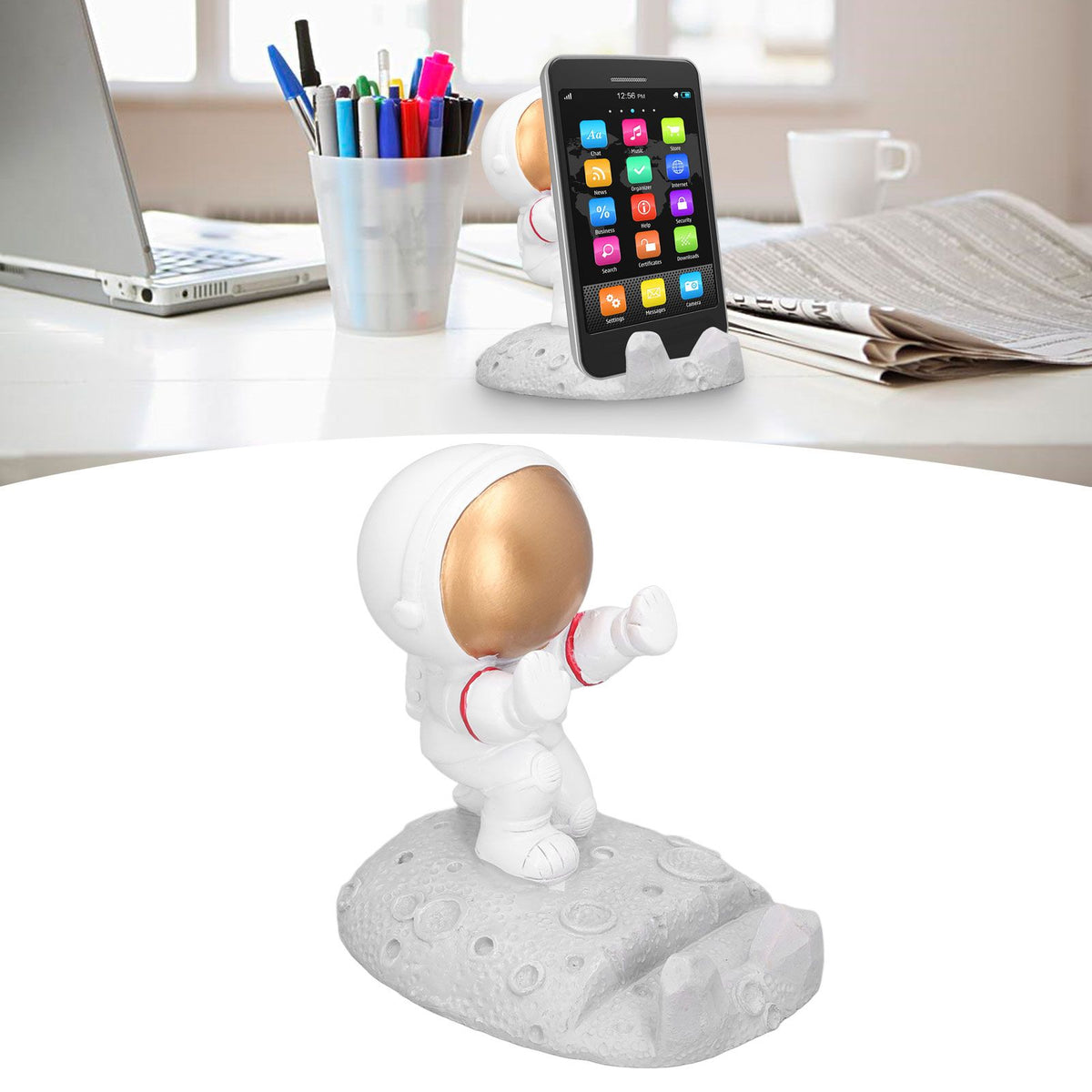 Mobile Phone Holder Astronaut Shape Exquisite Beautiful Environmentally Friendly Bracket OrnamentGolden Astronaut Push