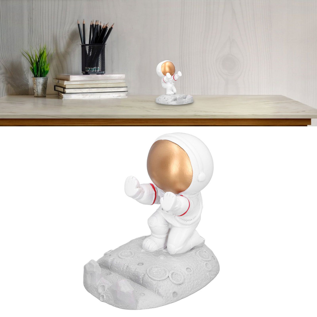 Mobile Phone Holder Astronaut Shape Exquisite Beautiful Environmentally Friendly Bracket OrnamentGolden Astronaut Push