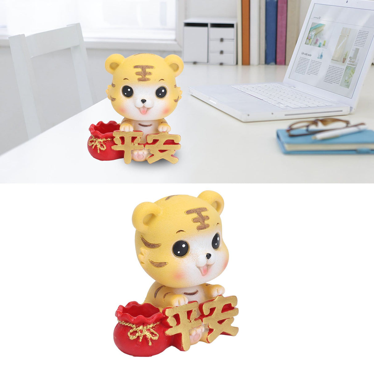 Tiger Ornament Premium Resin Cute Exquisite Bright Colors Durable Wide Application Tiger ToyPeace Tiger