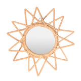 Rattan Innovative Art Decoration Makeup Mirror Retro Dressing Bathroom Wall Hanging MirrorStar - Side View
