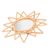 Rattan Innovative Art Decoration Makeup Mirror Retro Dressing Bathroom Wall Hanging MirrorStar - Top-Down View