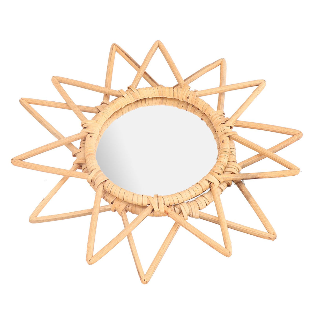 Rattan Innovative Art Decoration Makeup Mirror Retro Dressing Bathroom Wall Hanging MirrorStar