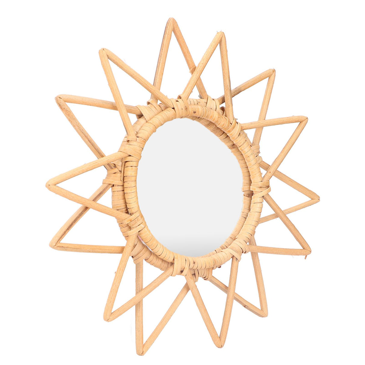 Rattan Innovative Art Decoration Makeup Mirror Retro Dressing Bathroom Wall Hanging MirrorStar