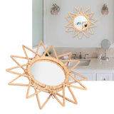 Rattan Innovative Art Decoration Makeup Mirror Retro Dressing Bathroom Wall Hanging MirrorStar - Extra Image