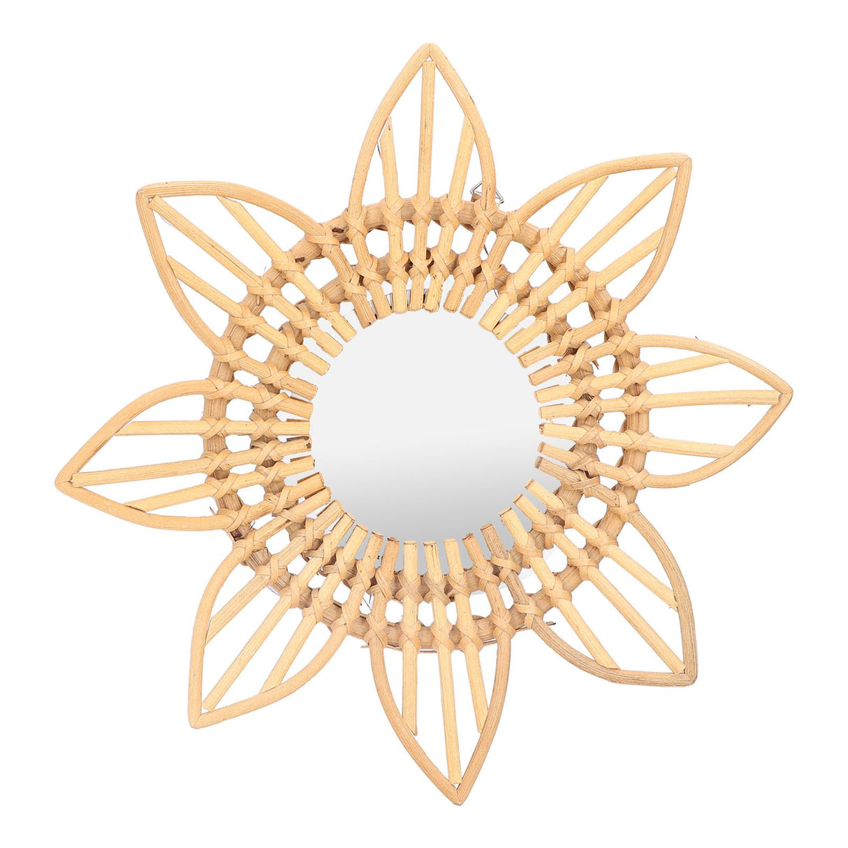 Rattan Innovative Art Decoration Makeup Mirror Retro Dressing Bathroom Wall Hanging MirrorFlower