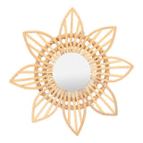 Rattan Innovative Art Decoration Makeup Mirror Retro Dressing Bathroom Wall Hanging MirrorFlower