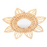Rattan Innovative Art Decoration Makeup Mirror Retro Dressing Bathroom Wall Hanging MirrorFlower - Front View