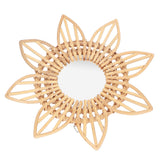 Rattan Innovative Art Decoration Makeup Mirror Retro Dressing Bathroom Wall Hanging MirrorFlower - Side View