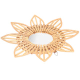 Rattan Innovative Art Decoration Makeup Mirror Retro Dressing Bathroom Wall Hanging MirrorFlower - Top-Down View