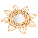 Rattan Innovative Art Decoration Makeup Mirror Retro Dressing Bathroom Wall Hanging MirrorFlower - Rear View
