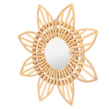 Rattan Innovative Art Decoration Makeup Mirror Retro Dressing Bathroom Wall Hanging MirrorFlower - Close-Up Angle