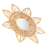 Rattan Innovative Art Decoration Makeup Mirror Retro Dressing Bathroom Wall Hanging MirrorFlower