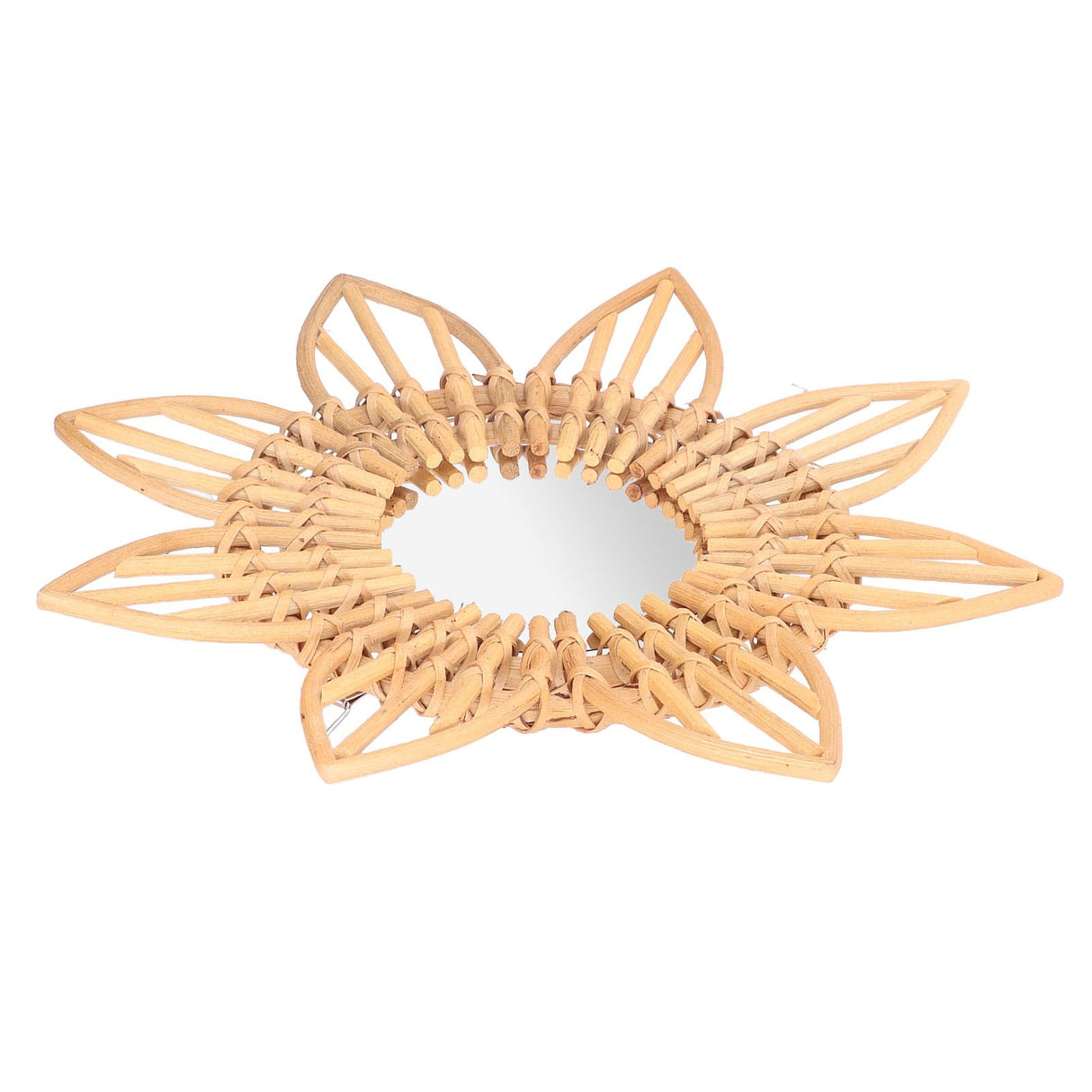 Rattan Innovative Art Decoration Makeup Mirror Retro Dressing Bathroom Wall Hanging MirrorFlower