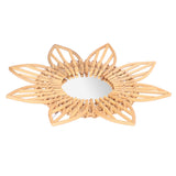 Rattan Innovative Art Decoration Makeup Mirror Retro Dressing Bathroom Wall Hanging MirrorFlower