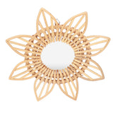 Rattan Innovative Art Decoration Makeup Mirror Retro Dressing Bathroom Wall Hanging MirrorFlower