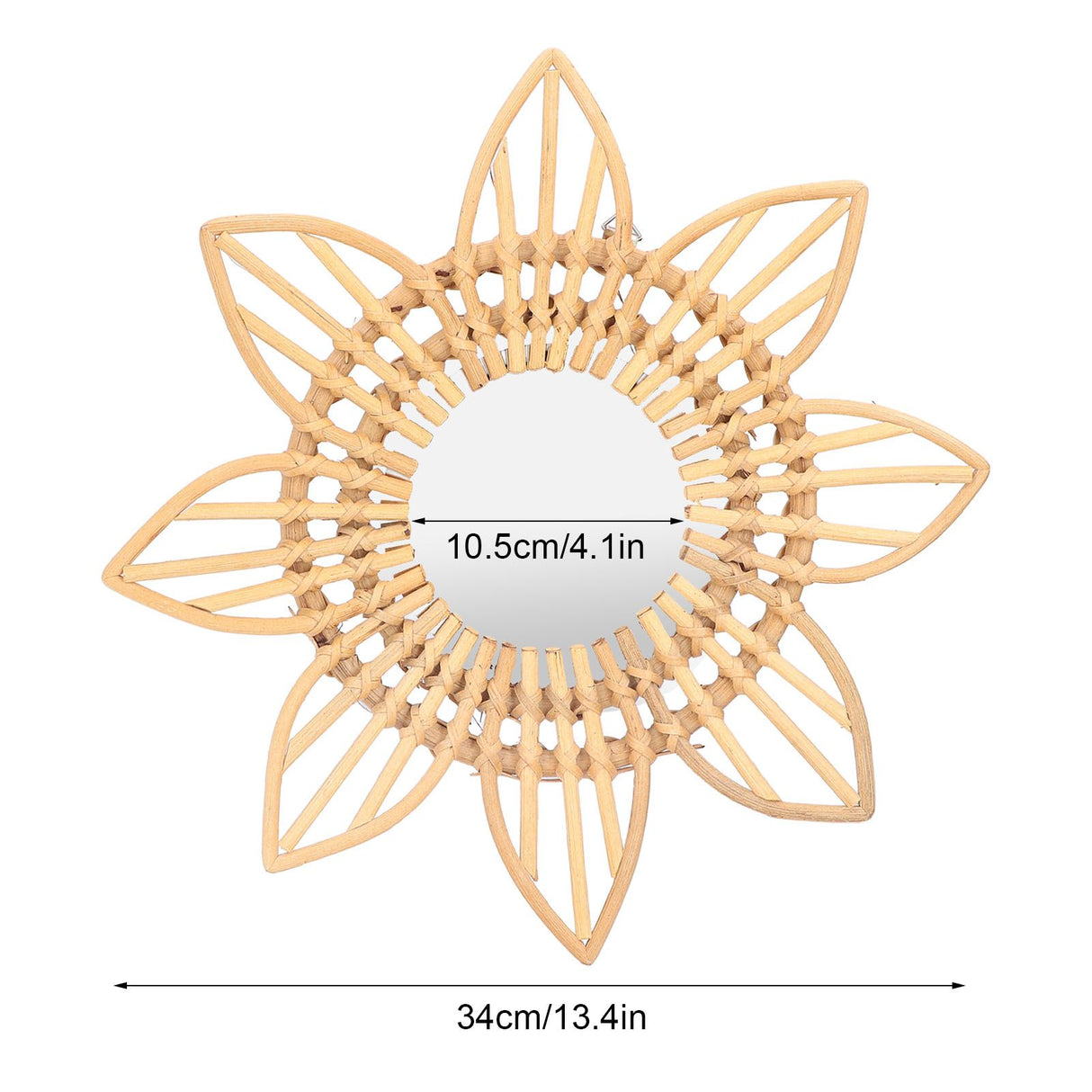 Rattan Innovative Art Decoration Makeup Mirror Retro Dressing Bathroom Wall Hanging MirrorFlower