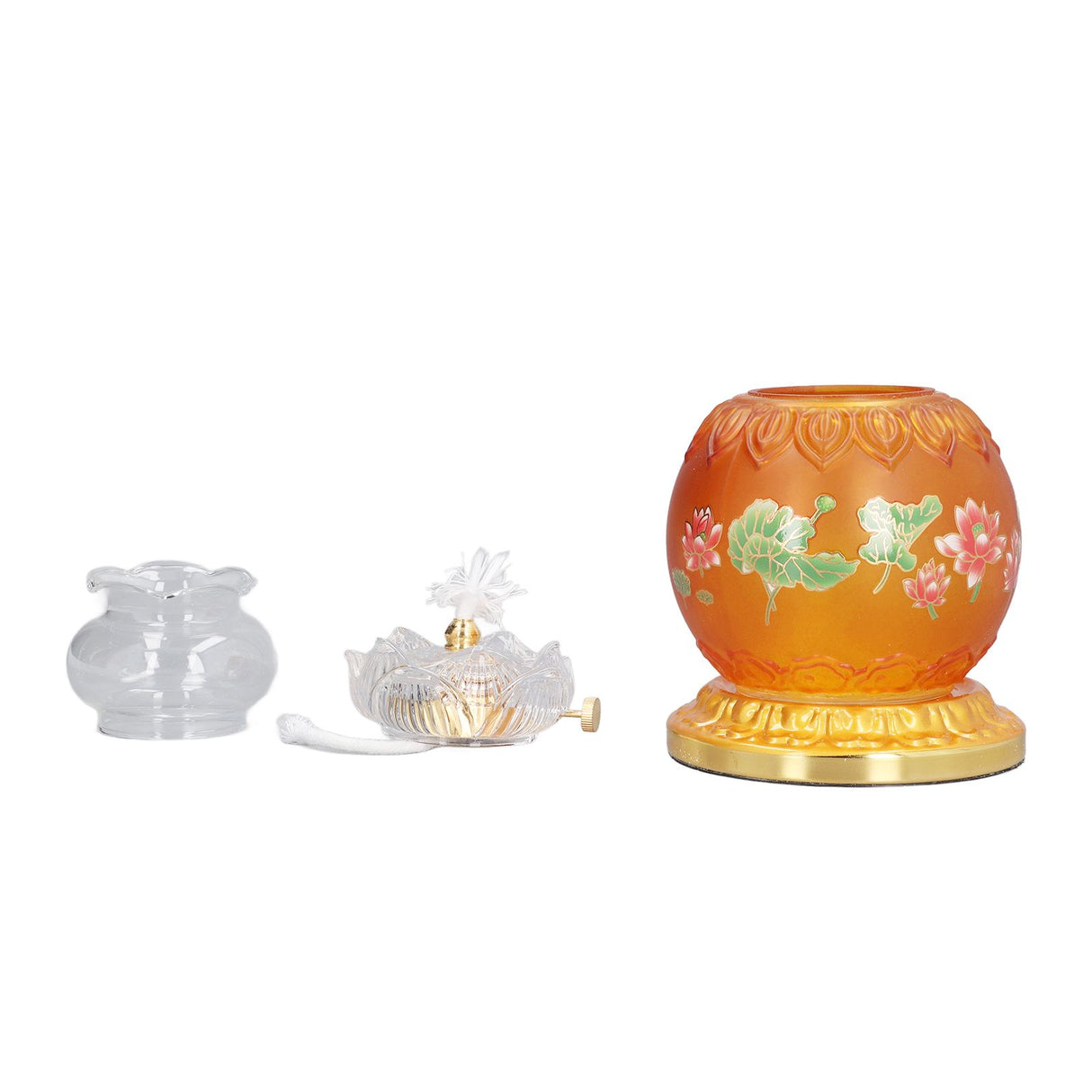 Buddhist Temple Flower Light Glazed Buddha Oil Lamp for Churches Temple Shops Sacrifices