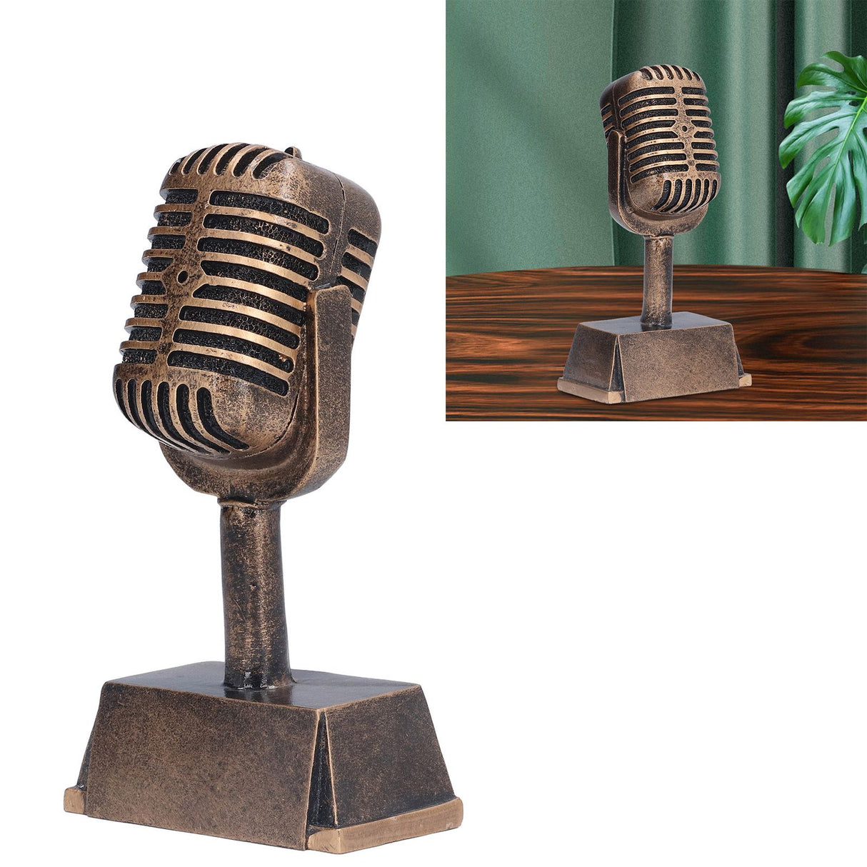 Music Award Trophy Synthetic Resin Decorative Microphone Tabletop Ornament for Home Singing Competition