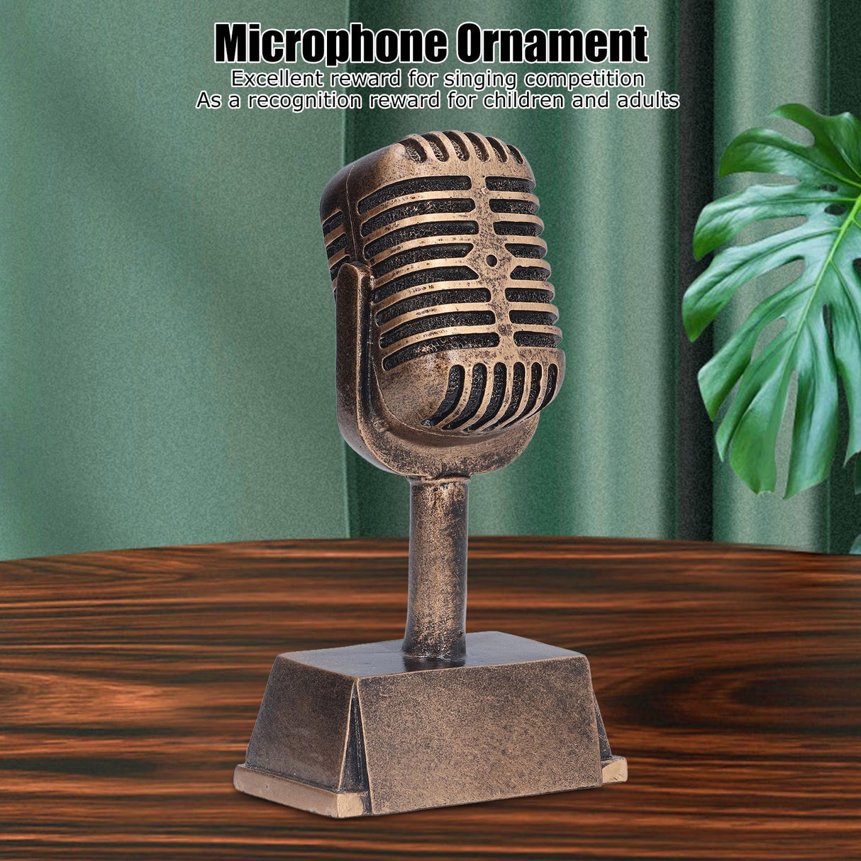 Music Award Trophy Synthetic Resin Decorative Microphone Tabletop Ornament for Home Singing Competition