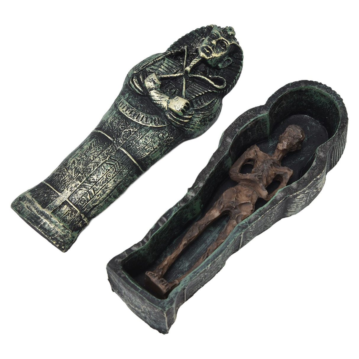 Mummy Coffin Decorations Aquarium Fish Tank Ornaments Landscape Skull Resin Skull Mummy Coffin Ornament