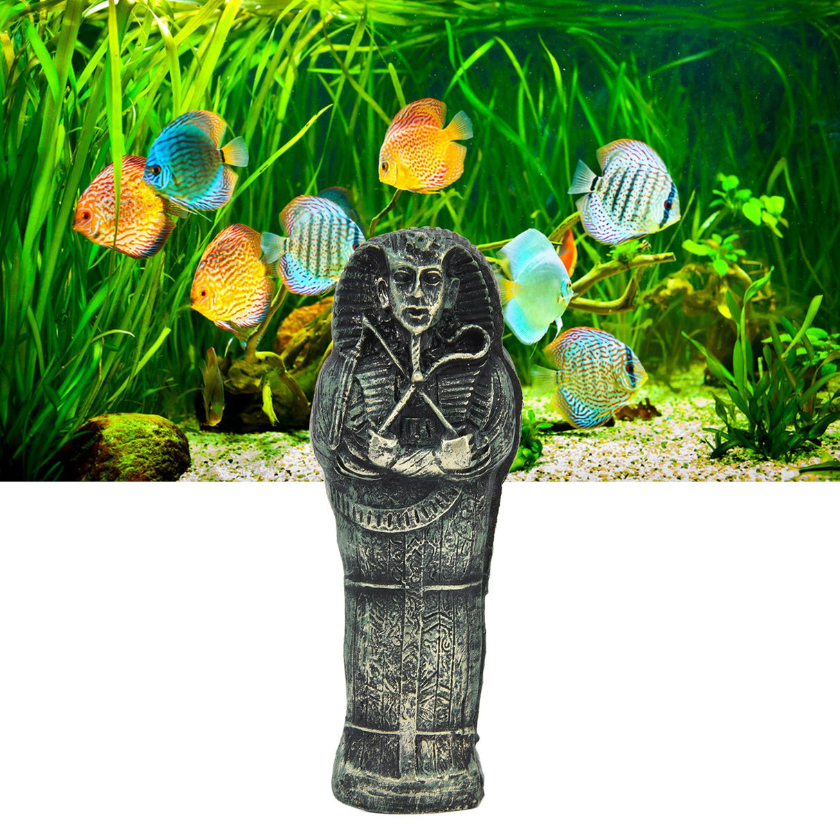 Mummy Coffin Decorations Aquarium Fish Tank Ornaments Landscape Skull Resin Skull Mummy Coffin Ornament