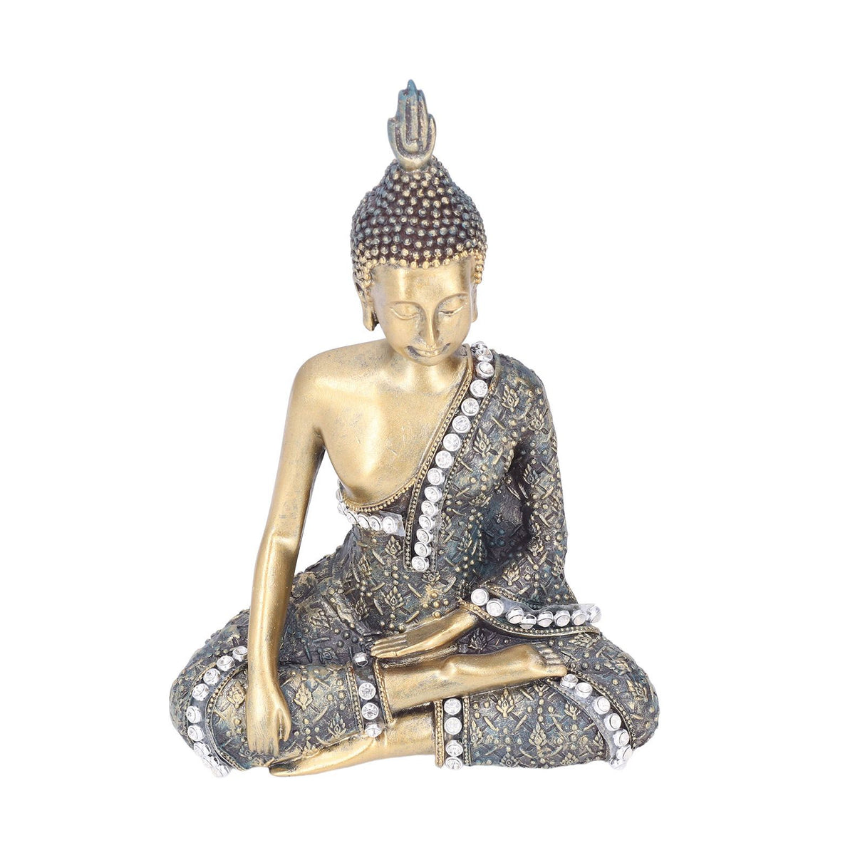 Buddha Ornament Resin Retro Small Decorative Desktop Sitting Buddha Statue for Home Office