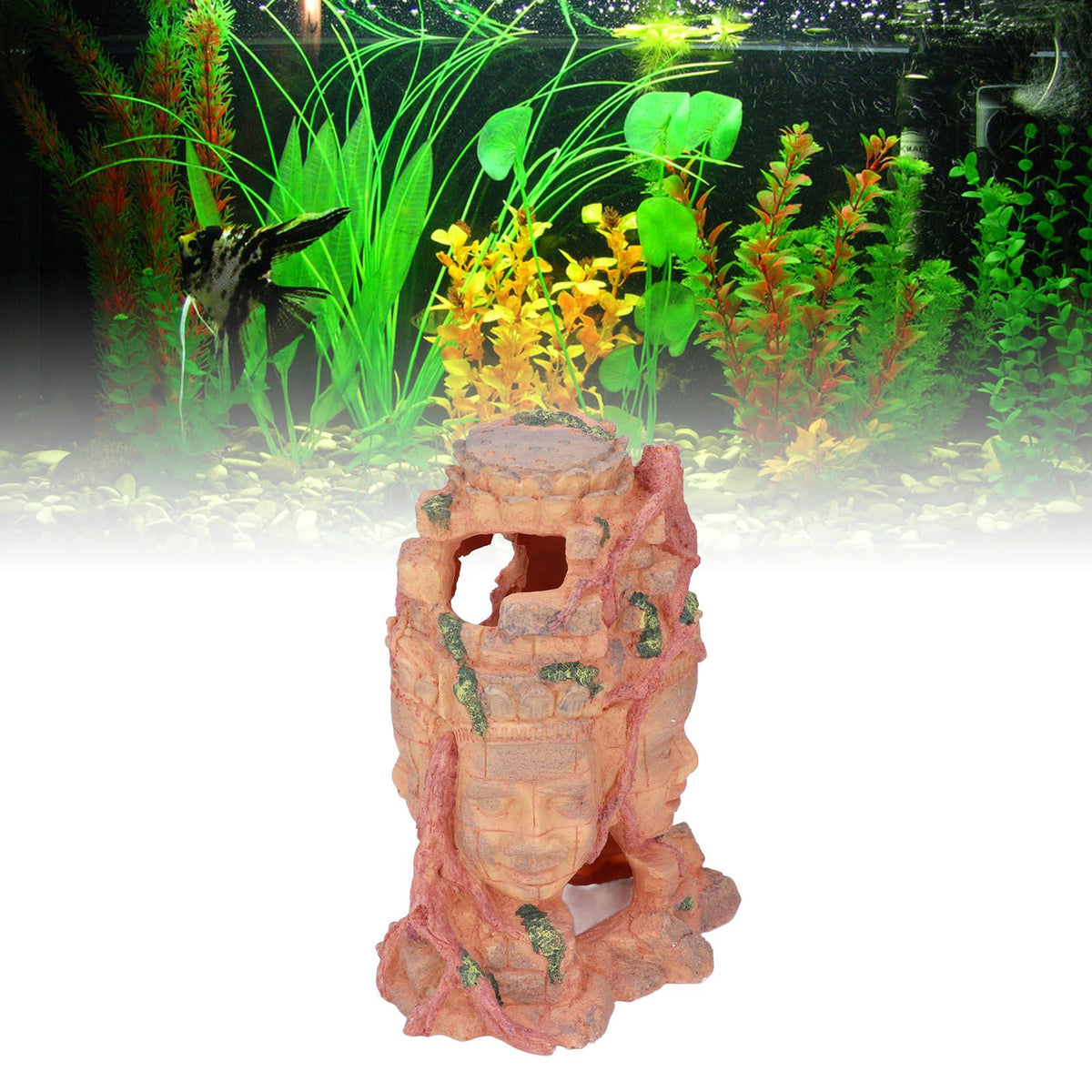 Reptile Shelter Resin Decorative Multipurpose Aquarium Buddha Ornament for Fish Tank Fountain
