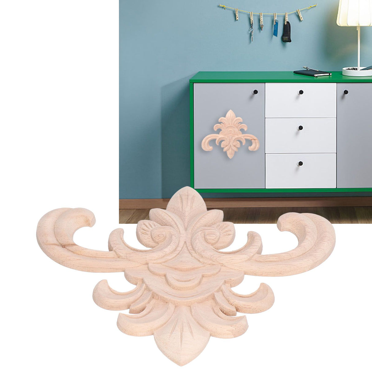 Wood Applique Easy Installation Durable Natural Eco Friendly Classic Exquisite Pattern Wood Carving AppliqueType Two