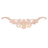 Wood Appliques Exquisite Elegant European Style Rubber Wood Long Flower Piece Home Decoration Carved Accessories