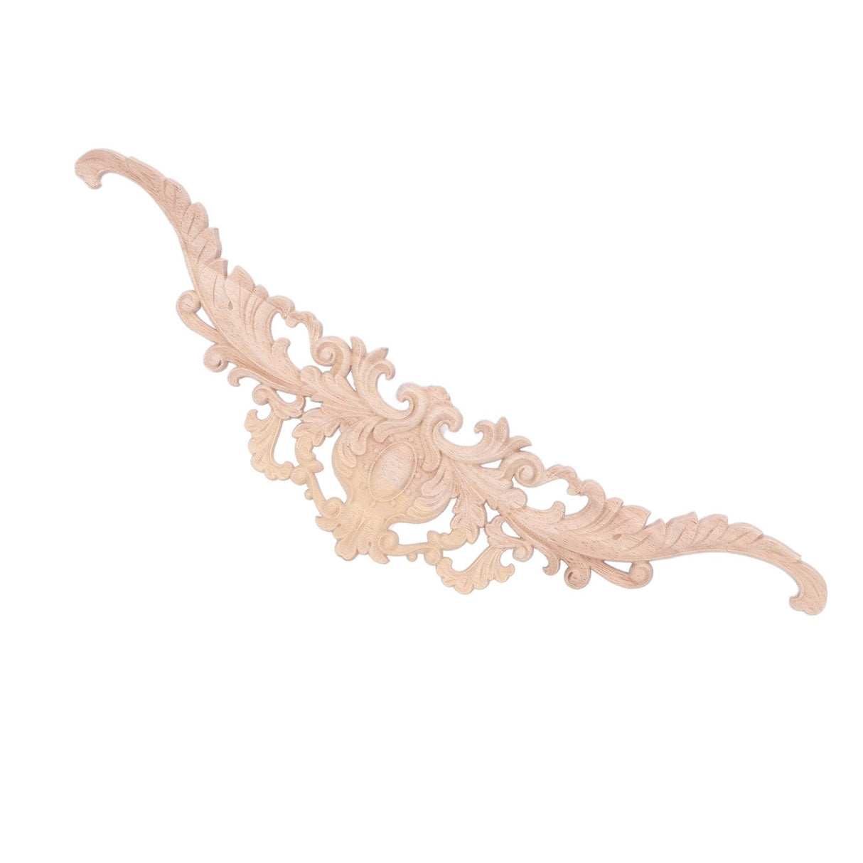 Wood Appliques Exquisite Elegant European Style Rubber Wood Long Flower Piece Home Decoration Carved Accessories